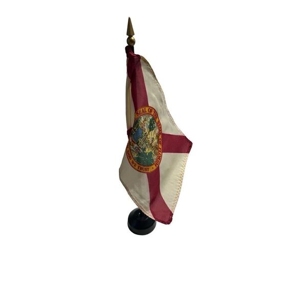Florida Vintage Desk Table Flag with Wood Stand - Picture 2 of 2